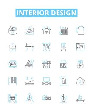 Interior design vector line icons set. Interiors, Design, Decorating Illustration