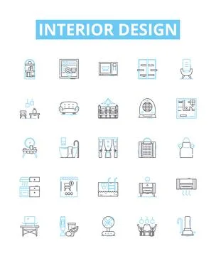 Interior design vector line icons set. Interiors, Design, Decorating Illustration
