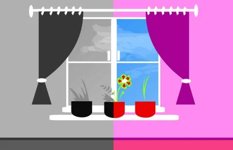 Interior design. Window Stock Illustration