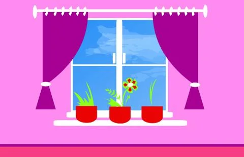 Interior design. Window. Stock Illustration