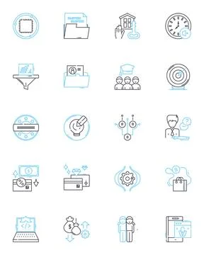 Interior design for workspace linear icons set. Productivity, Ergonomics Stock Illustration