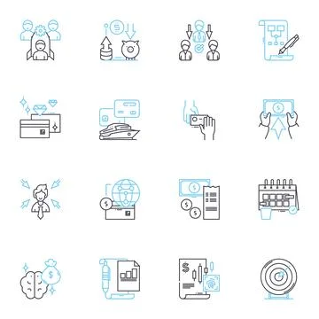 Interior design for workspace linear icons set. Productivity, Ergonomics Stock Illustration