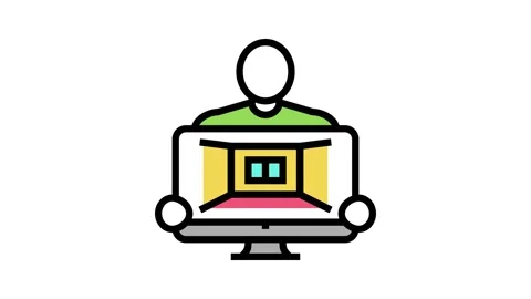 Interior designer color icon animation Stock Footage 224961468