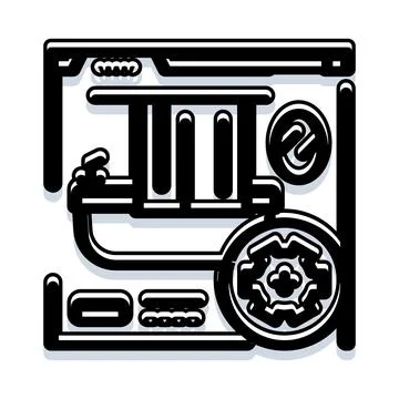 Interior designer desk with architectural plan tools Illustrazione stock