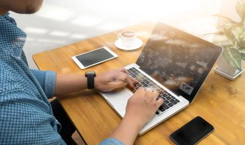 Interior designer discussing data and digital tablet and compute Stock Photos
