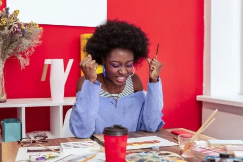 Interior designer feeling extremely aggressive having problems at work Stock Photos