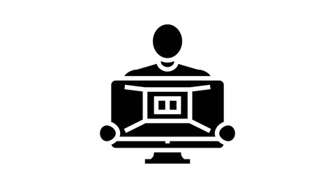 Interior designer glyph icon animation Stock Footage 222808902