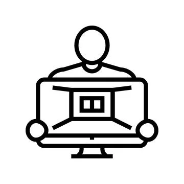 Interior designer line icon vector illustration Stock Illustration