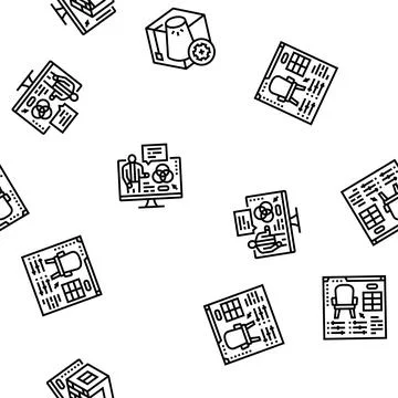 Interior designer office seamless pattern vector Stock Illustration