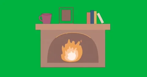 Interior designer showcasing fireplace on transparent background, with animated Stock Footage 317527207