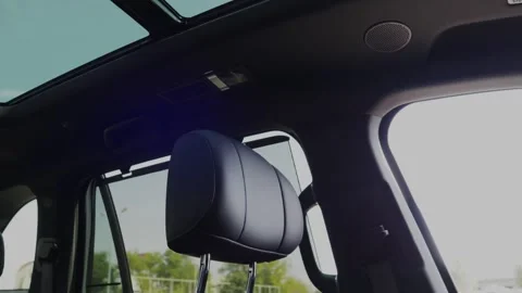 Interior details of a black car interior. Slow camera movement Stock Footage 288193752