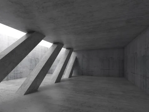 Interior with diagonal columns, 3d 스톡 일러스트