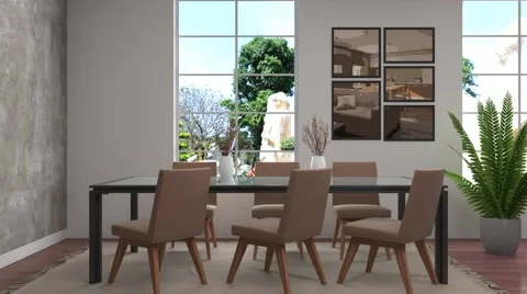 Interior dining area. 3d illustration Stock Footage 68453965