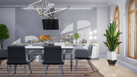 Interior dining area. 3d illustration Stock Footage 121799721