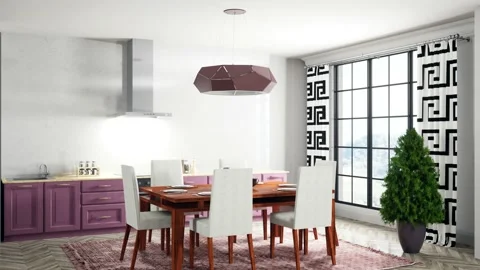 Interior dining area. 3d illustration Stock Footage 158536620