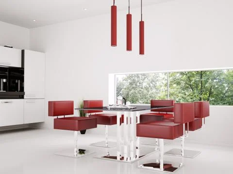 Interior of dining room 3d render Illustrazione stock