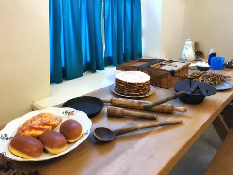 Interior with dining table. Stock Photos