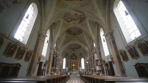 Interior of the Diözese Bozen-Brixen, Brixen, Italy, Europe. Stock Footage 111808993