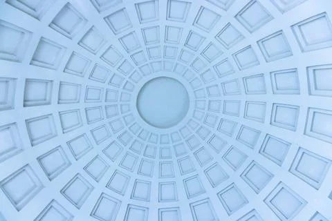 Interior of dome , concrete dome interior with geometric elements Stock Photos