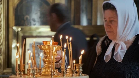 Interior Of Dormition Cathedral  in the Trinity Lavra of St. Sergius Video stock 114865544