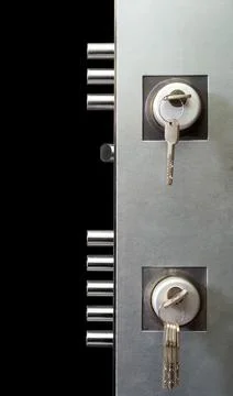 Interior double door lock with keys Stock Photos