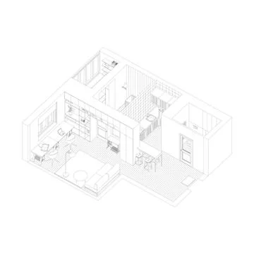 Interior drawing of the apartment. Stock Illustration