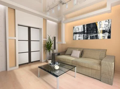 Interior of a drawing room Stock Illustration