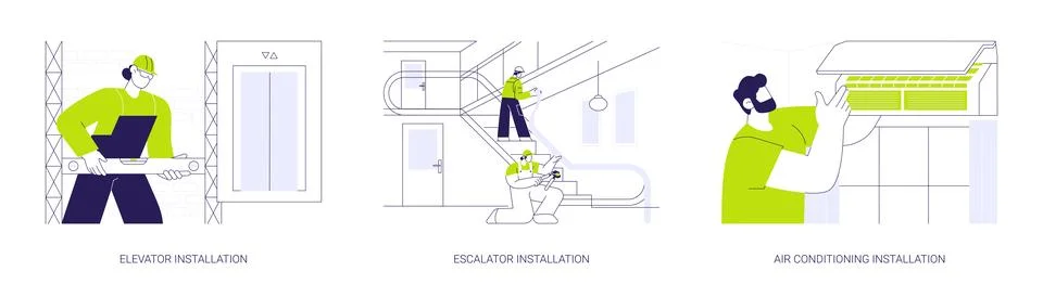 Interior electrical works abstract concept vector illustrations. Stock Illustration