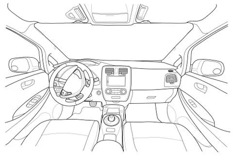 Interior of electromobile with automatic gearbox Stock Illustration
