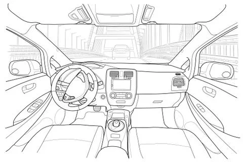 Interior of electromobile with automatic gearbox Stock Illustration