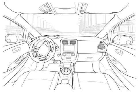 Interior of electromobile with automatic gearbox Stock Illustration