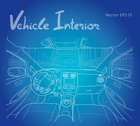 Interior of electromobile with automatic gearbox. Vector illustration Stock Illustration