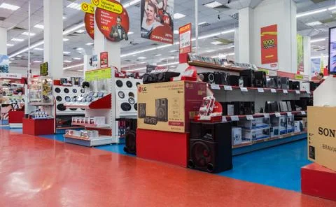 Interior of the electronics shop M-Video Stock Photos
