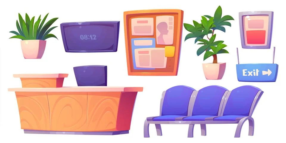Interior elements of hospital reception Stock-Illustration
