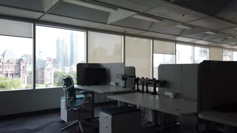 Interior elements of a modern office building and beautiful panoramic view. Stock Footage 205214917