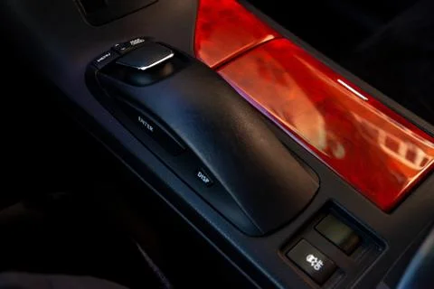 The interior elements of a new expensive business car inside with multimedia  Foto stock