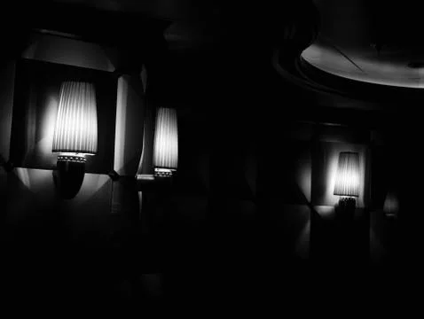 Interior elements at the public theater in black and white Stock Photos
