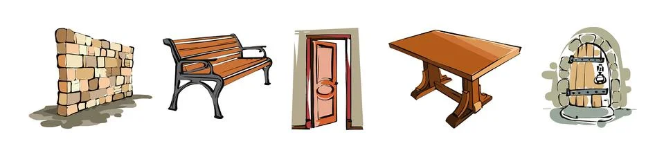 Interior elements of stone and wood Stock Illustration