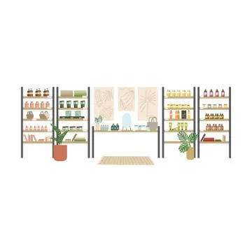 Interior of emprt modern cosmetics store with great assortment Stock Illustration
