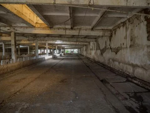 Interior empty, abandoned building scene  Stock Photos