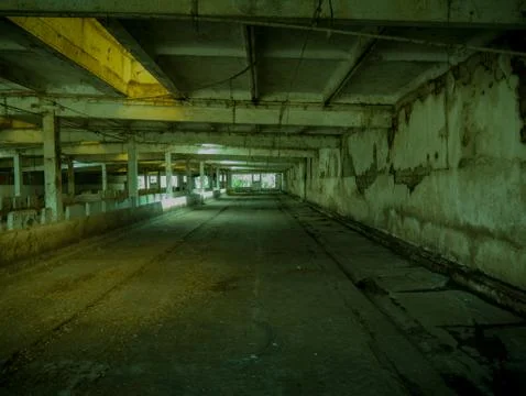 Interior empty, abandoned building zombie scene Stock Photos