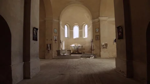 Interior of empty abandoned church Stock Footage 253223595