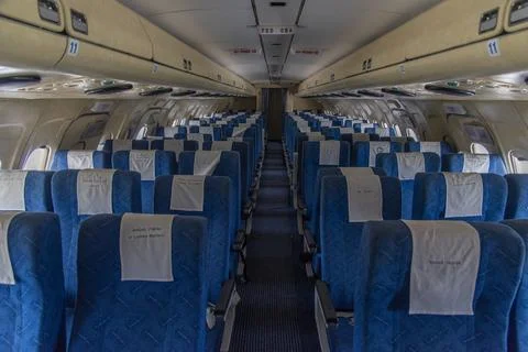Interior of empty aircraft seats Foto stock