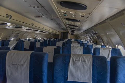 Interior of empty aircraft seats 스톡 사진