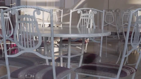Interior of empty cafe in quarantine. Stock Footage 157287138