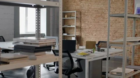 Interior of Empty Comfortable Open Space Office Stock Footage 126132265