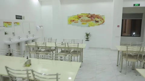 Interior of empty dining room in a factory Stock Footage 172200835