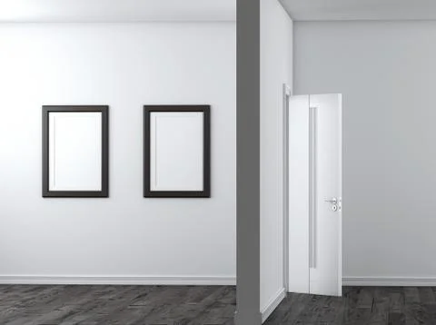 Interior with empty frames Ilustração Stock