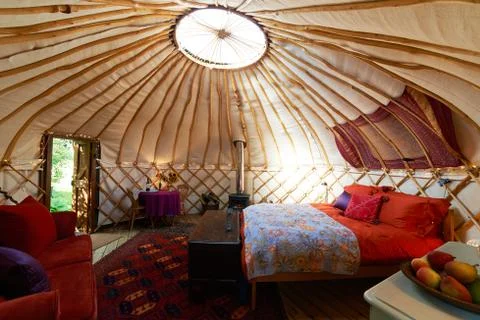 Interior Of Empty Holiday Yurt Stock Photos