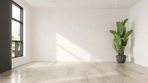 Interior of empty modern living room 3D rendering Ilustração Stock